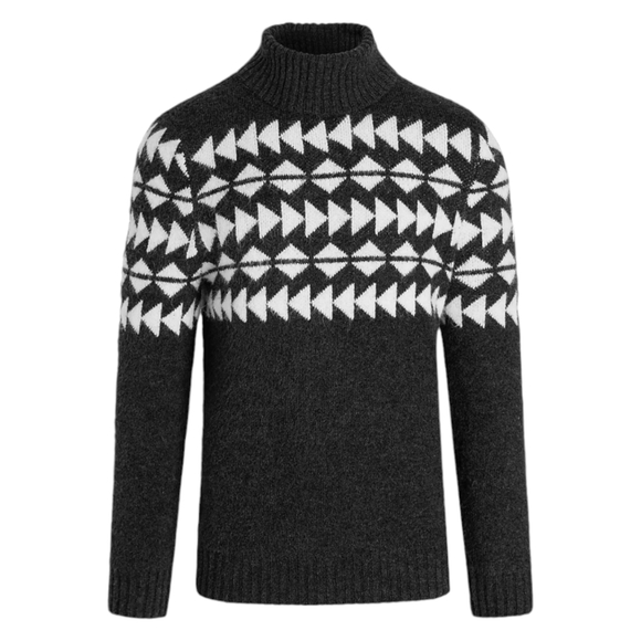 Express Mens Textured Fair Isle Turtleneck Sweater Charcoal Gray Size Large - Picture 4 of 6
